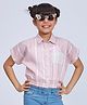 Peppermint Woven Half Sleeves Striped Shirt Style Top - Peach