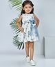 Peppermint Woven Sleeveless  Floral Applique Detailed & Printed Dress - Blue