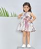 Peppermint Woven Sleeveless  Floral Applique Detailed & Printed Dress - Purple