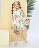 Peppermint Woven Half Bell Sleeves  Floral Printed Tassels Detailed Dress - Green