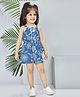 Peppermint Cotton Blend Woven Sleeveless Floral Printed Jumpsuit - Blue