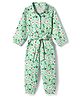 CrayonFlakes Cotton Knit Full Sleeves Floral Printed Jumpsuit - Green