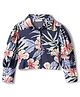 CrayonFlakes Rayon Woven Full Sleeves Floral Printed Shirt Style Top - Navy Blue