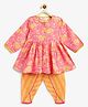 Campana 100% Cotton Woven Full Sleeves Floral Printed Kurti Dhoti Set - Pink & Yellow