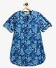 Campana 100% Cotton Woven Three Fourth Sleeves Floral  Printed Kurti - Indigo Blue