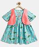 Campana 100% Cotton Woven Half Sleeves Floral Printed Dress & Jacket Set - Light Blue & Pink