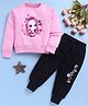 TOONYPORT Cotton Blend Knit Full Sleeves Girl Printed Light Winter Sweatshirt & Joggers Set - Pink