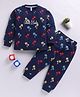 TOONYPORT Cotton Knit Full Sleeves Chill Mode Text Printed Light Winter Sweatshirt & Joggers Set - Navy Blue
