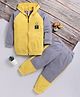 TOONYPORT Cotton Blend Knit Full Sleeves Hello I M Boss Text Hooded Light Winter Sweatshirt & Joggers Set - Yellow
