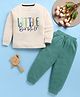 TOONYPORT Cotton Knit Full Sleeves Little Brother Text Printed Light Winter Sweatshirt & Joggers Set - Green