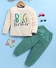 TOONYPORT Cotton Knit Full Sleeves Big Brother Text Printed Light Winter Sweatshirt & Joggers Set - Green