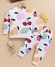 TOONYPORT Cotton Blend Knit Full Sleeves Fruits Printed Coordinating Light Winter Sweatshirt & Joggers Set - Multi Colour