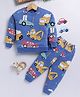 TOONYPORT Cotton Blend Knit Full Sleeves Vehicles Printed Coordinating Light Winter Sweatshirt & Joggers Set - Blue