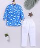 TOONYPORT Cotton Knit Full Sleeves Duck Printed Kurta Pyjama Set - Blue