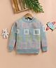 TOONYPORT Woolen Woven Full Sleeves Geometric Designed Winter Sweater - Blue
