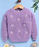 TOONYPORT Woollen Woven Full Sleeves Floral Embroidered  Sweater - Lavender