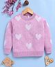 TOONYPORT Woollen Woven Full Sleeves Heart Designed  Sweater - Pink