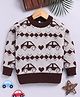 TOONYPORT Woollen Woven Full Sleeves Cars Designed  Sweater - Pink