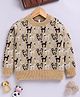 TOONYPORT Woollen Woven Full Sleeves Dogs Designed  Sweater - Beige