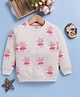 TOONYPORT Cotton Blend Knit Full Sleeves Teddy Bear Printed Light Winter Sweatshirt - Cream