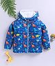 TOONYPORT Woven Full Sleeves Dinosaur Printed Padded Winter Jacket - Blue