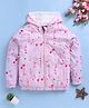 TOONYPORT Woven Full Sleeves Floral Printed Padded Hooded Winter Jacket - Pink