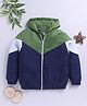 TOONYPORT Woven Full Sleeves Colour Blocked Light Winter Windcheater Hooded Sweatjacket - Green