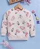 TOONYPORT Cotton Blend Knit Full Sleeves Girls Printed Light Winter Sweatshirt - Cream
