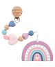 Stephen Joseph Silicone Teether With Pacifier Clip Rainbow - Pink
