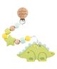 Stephen Joseph Silicone Teether With Pacifier Clip Dino - Green