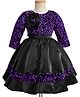 Enfance Three Fourth Sleeves Floral Applique Detailed Sequins Embellished Layered Dress - Purple