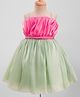 Enfance Sleeveless Colour Blocked Stone Embellished Belt Flared Knee Length Dress - Dark Pink