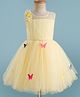 Blabber Sleeveless Floral & Butterflies Applique Detailed Knee Length Dress - Lemon