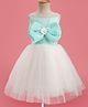 Blabber Sleeveless Bow & Floral Applique Detailed Knee Length Dress - White