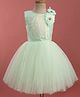 Blabber Sleeveless Floral Applique Detailed Stone & Sequins Embellished Knee Length Dress -  Sea Green