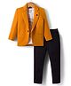 Dapper Dudes Full Sleeves Solid Blazer With Tee & Pant Set - Mustard