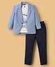 Dapper Dudes Full Sleeves Textured Blazer With Tee & Pant Set - Sky Blue