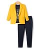 Dapper Dudes Full Sleeves Solid Blazer With Tee & Pant Set - Yellow