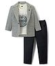 Dapper Dudes Full Sleeves Striped Blazer With Tee & Pant Set - Grey