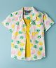 Dapper Dudes Half Sleeves Pineapple Printed Shirt With Attached Tee - Lemon