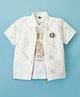 Dapper Dudes Half Sleeves Beads & Stones Embellished Metal Applique Detailed Jacket With Tee - White