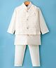 Dapper Dudes Full Sleeves Solid Kurta Pajama Set With Embroidered Waistcoat - Fawn