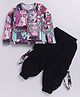 M'andy Cotton Lycra Knit Full Sleeves Comic Panel Theme Printed Top & Joggers Set - Black