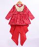 M'andy Rayon Woven Full Sleeves Bandhani Printed & Sequins Embellished Kurti & Dhoti Set - Red