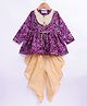 M'andy Rayon Woven Full Sleeves Bandhani Printed Kurti & Dhoti Set - Purple