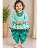 M'andy Rayon Woven Full Sleeves Birds Printed & Sequins Embellished Kurti & Dhoti Set - Green