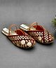 Little Palz Leaves Embroidered & Sequins Embellished Mojaris - Maroon