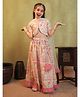 AJ Dezines Cotton Blend Woven Half Sleeves Floral Printed & Sequins Embellished Lehenga Choli With Dupatta Set - Pink