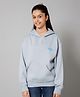 ALAN JONES Cotton Blend Knit Full Sleeves Solid Light Winter Oversized Hoodie - Light Blue