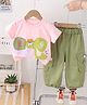 POP STREET KIDS Cotton Knit Half Sleeves Elephant Printed Tee & Joggers Set - Green